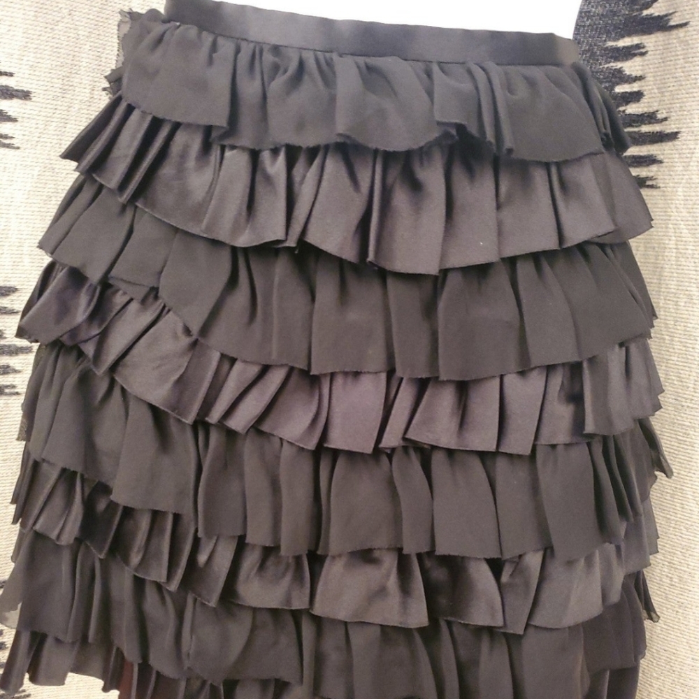 Betsey Johnson Black Ruffle Mini Skirt